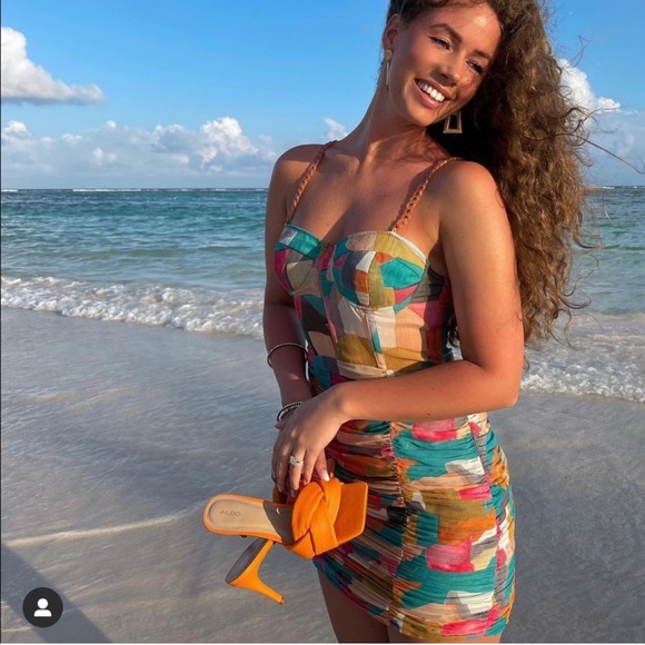 Zara Dresses & Skirts - ZARA Chain Strap Multicolored Printed Dress